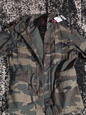 Alpha Industries Olive & Forest Green Camo Field Jacket Women's M-65 With Liner